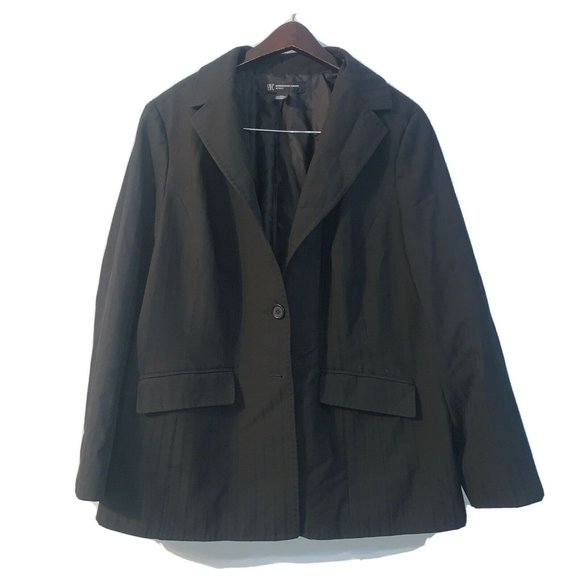 INC International Concepts size 18w Black Pinstriped Lined Blazer Jacket Woman - Picture 1 of 6